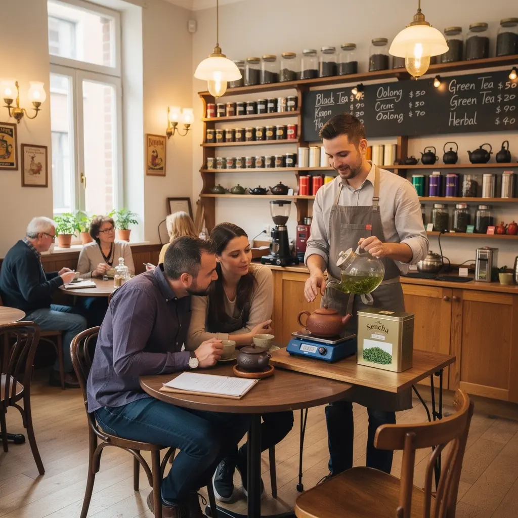 Jardin japonais zen avec des plantations de thГ© vert Sencha.