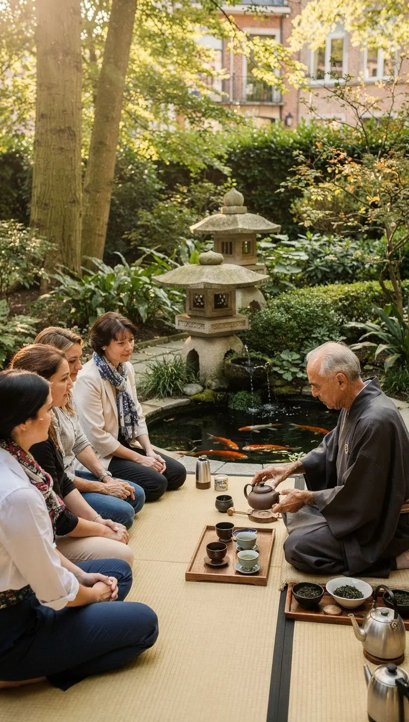 Tasse de thГ© vert Sencha avec une lГ©gГЁre vapeur s'Г©levant.