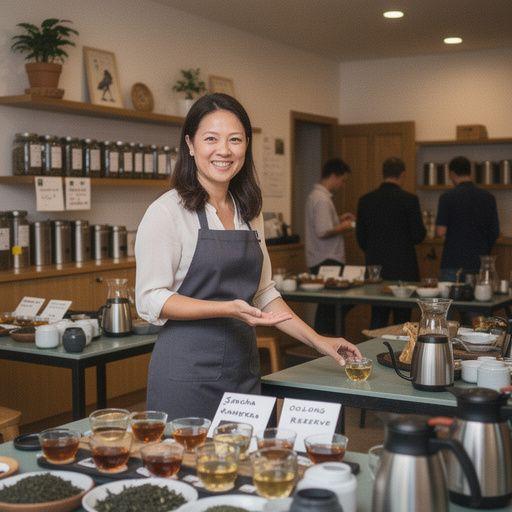 ScГЁne de dГ©gustation de thГ© vert Sencha dans un cadre paisible.